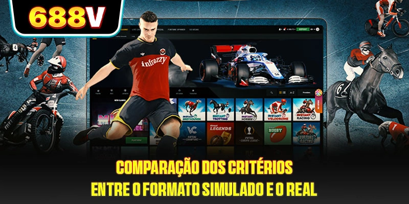 Comparação dos critérios entre o formato simulado e o real