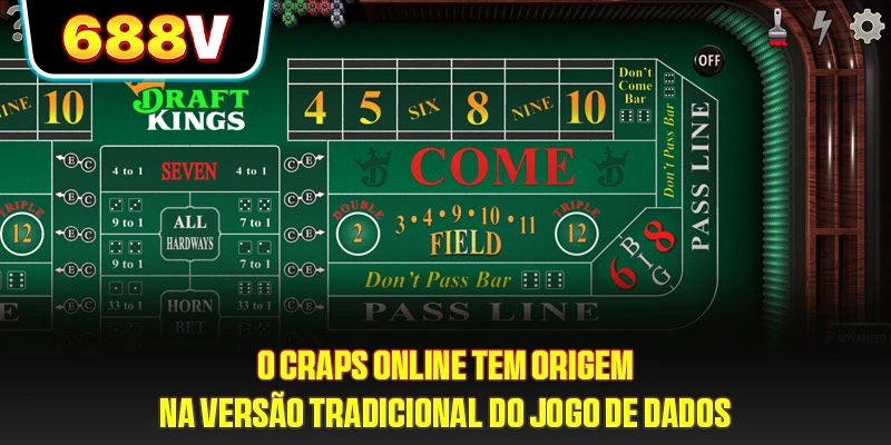 O Craps Online tem origem na versão tradicional do jogo de dados